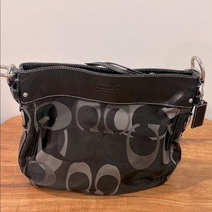 Black and Silver Signature Coach purse